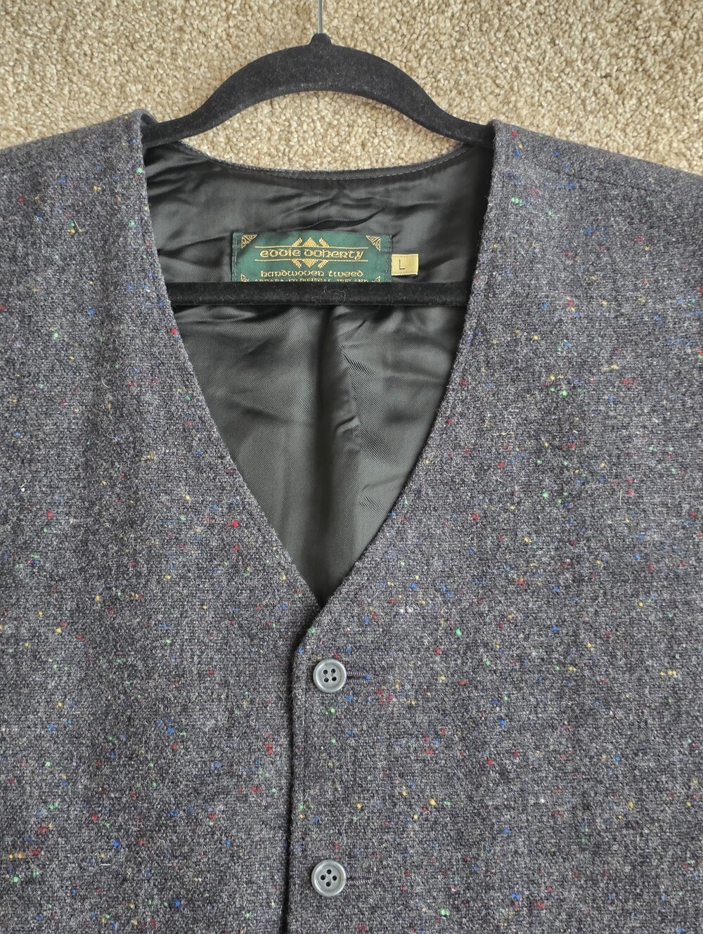 Eddie Doherty Handwoven Donegal Tweed Men's Vest Size Large - Picture 4 of 11